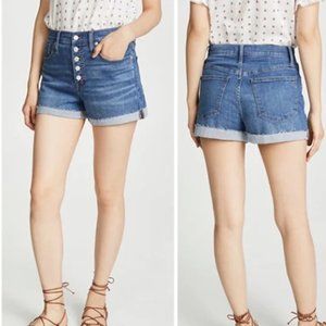 Madewell High Rise Denim Shorts Exposed Button Front Size 28